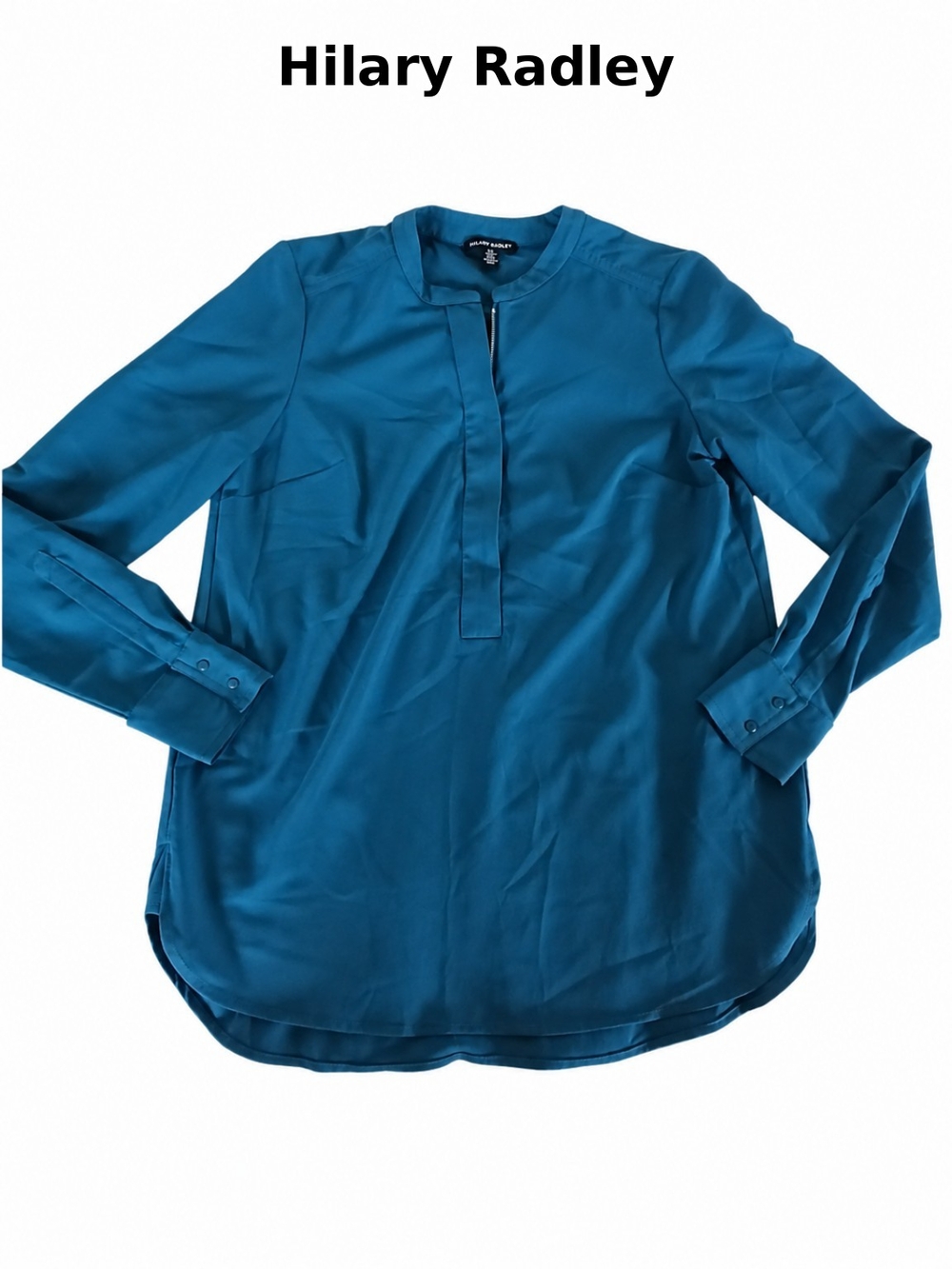 Hilary Radley Teal Blue Long Sleeve Blouse Size Small